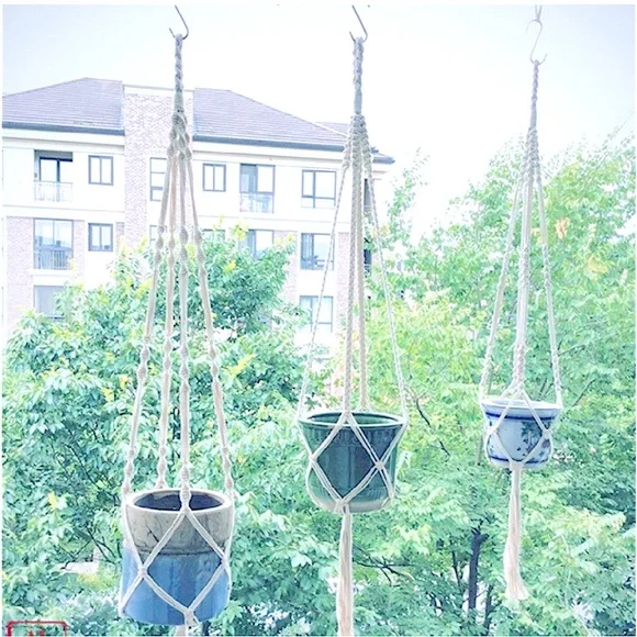 🆕3pc Modern BÖHÖ Macramé Plant Hangers Uniquely Hand Crafted [Indoors/Outdoors]